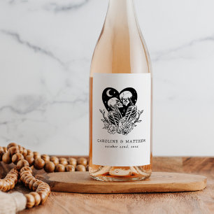 Etiqueta Para Botella De Vino Amantes Hasta la Muerte Esqueletos y Rosas Boda