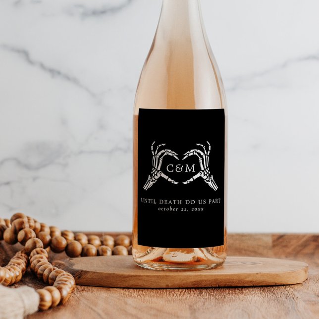 Etiqueta Para Botella De Vino Amantes hasta la muerte Esqueletos y Rosas Bodas (Subido por el creador)