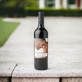 Etiqueta Para Botella De Vino Amar tu foto Pareja Valentines Compromiso