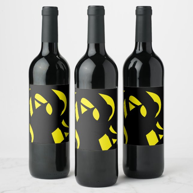 Etiqueta Para Botella De Vino Amarillo contemporáneo moderno / negro (Botellas)