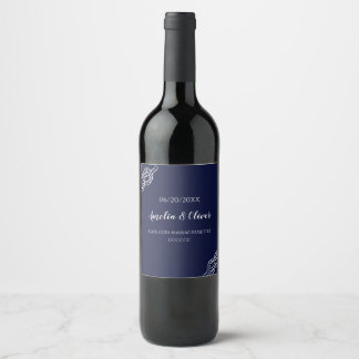 Etiqueta Para Botella De Vino Amarró Al Boda Del Cuello Náutico Blanco Y Naval