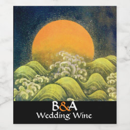 Etiqueta Para Botella De Vino AMATERASU, SUN GODDESY Boda blanco amarillo