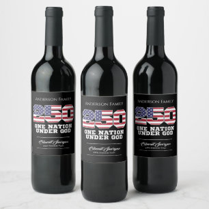 Etiqueta Para Botella De Vino América 250 años 250 aniversario Independencia