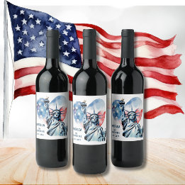 Etiqueta Para Botella De Vino América Mi Fuego del Corazón 1776-2026 Patriótico