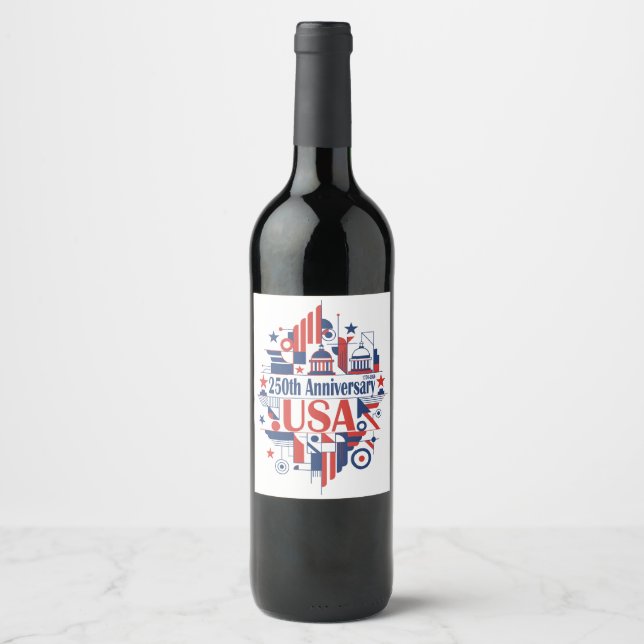 Etiqueta Para Botella De Vino America’s 250th anniversary (Anverso)