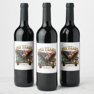 Etiqueta Para Botella De Vino Americano 250 Aniversario USA Patriótico 4 de Juli