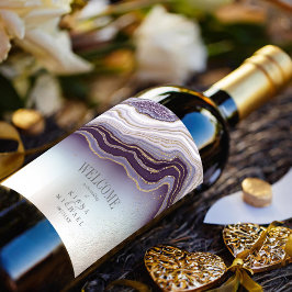 Etiqueta Para Botella De Vino Amethyst ID825 Boda Crystal Agate