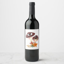 ETIQUETA PARA BOTELLA DE VINO AMIGOS DE LOS HONGOS