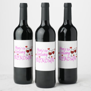 Etiqueta Para Botella De Vino Amistad de por vida BFFS Amistad Galentines Día