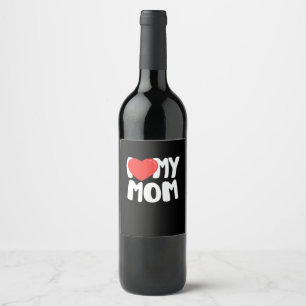 Etiqueta Para Botella De Vino Amo a mi mamá TShirt con gran corazón rojo
