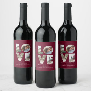 Etiqueta Para Botella De Vino Amor 4 foto simple burgundy personalizado