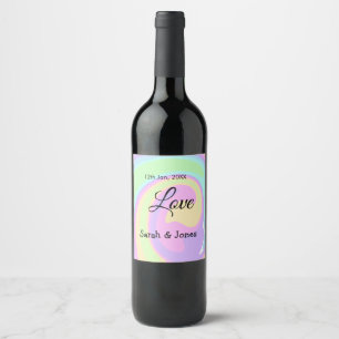 Etiqueta Para Botella De Vino Amor compromiso boda pareja colorido bohpattern