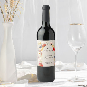 Etiqueta Para Botella De Vino Amor de Flor Silvestre Rústica en Flor Boda