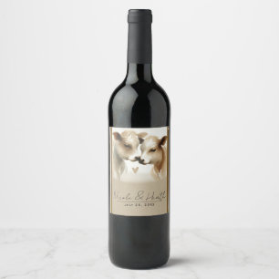Etiqueta Para Botella De Vino Amor de Vaca Marrón Crema Boda Campestre