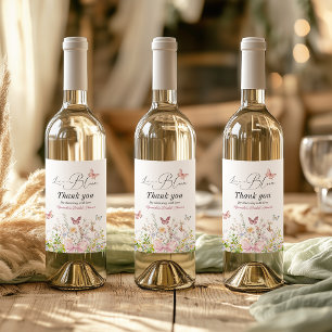 Etiqueta Para Botella De Vino Amor en flor silvestre rosa lazo de desayuno nupci