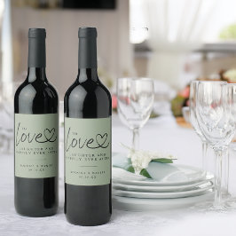 Etiqueta Para Botella De Vino Amor Moderno Risa Felices para Siempre Boda