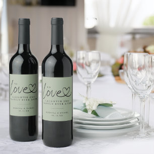 Etiqueta Para Botella De Vino Amor Moderno Risa Felices para Siempre Boda