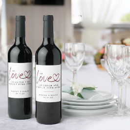 Etiqueta Para Botella De Vino Amor Moderno Risa Felices para Siempre Boda