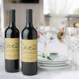 Etiqueta Para Botella De Vino Amor Moderno Risa Felices para Siempre Boda
