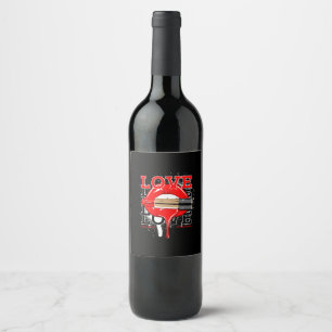 Etiqueta Para Botella De Vino amor por el mundo de los labios de ropa de calle m