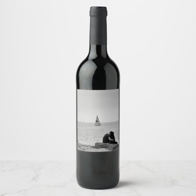 Etiqueta Para Botella De Vino Amor por mar (Anverso)