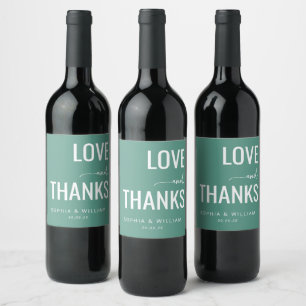 Etiqueta Para Botella De Vino Amor Turquesa Tranquilo Gracias