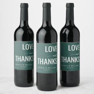 Etiqueta Para Botella De Vino Amor Verde Sofisticado Gracias