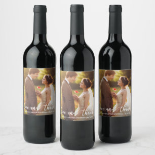 Etiqueta Para Botella De Vino Amor y agradecimiento a los Bodas modernos gracias