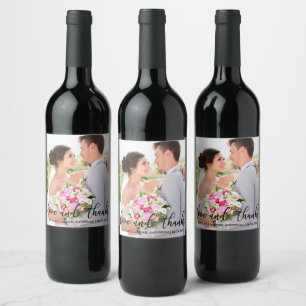 Etiqueta Para Botella De Vino Amor y gracias Boda moderno Gracias Foto B