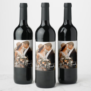 Etiqueta Para Botella De Vino Amor y Gracias Fotografía Boda Escritura Caligráfi
