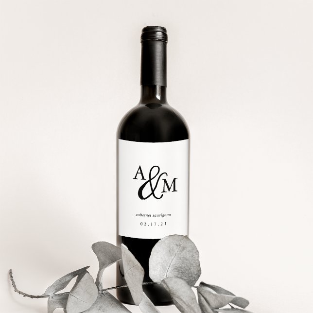 Etiqueta Para Botella De Vino Ampersand Monogram Boda (Subido por el creador)