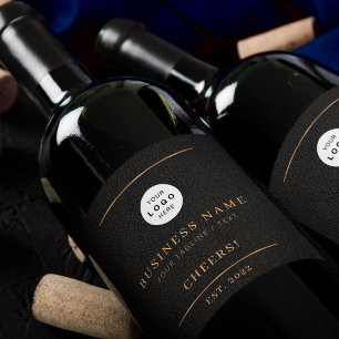 Etiqueta Para Botella De Vino Añadir el logo nombre de la compañía de oro negro