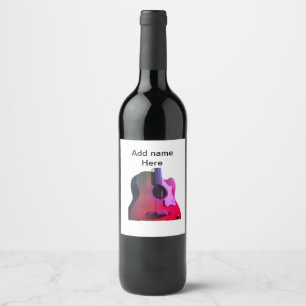 Etiqueta Para Botella De Vino Añadir el nombre texto guitarra acústica marrón ed