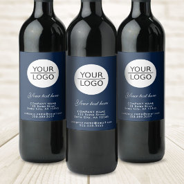 Etiqueta Para Botella De Vino Añadir tu promoción de texto Personalizado azul de