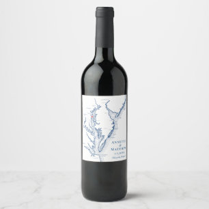 Etiqueta Para Botella De Vino Anápolis Mapa de la Bahía de Chesapeake Elegante B
