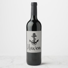 Etiqueta Para Botella De Vino ANCHOR y cuerda con problemas náuticos |
