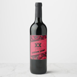 Etiqueta Para Botella De Vino Anémonas Coloridas Regalo de Cumpleaños 21 para Hi
