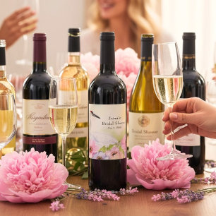 Etiqueta Para Botella De Vino Anémonas de grulla gritona para ducha de novia