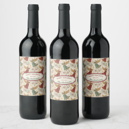Etiqueta Para Botella De Vino Ángeles de Navidad Vintage Personalizados