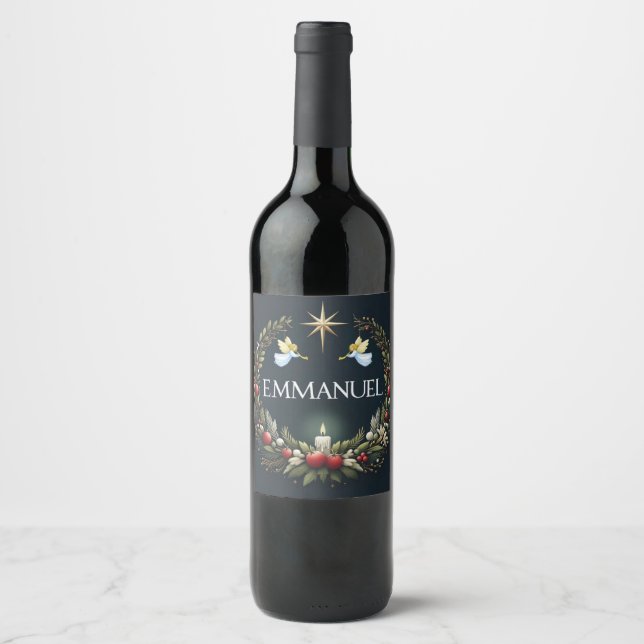 Etiqueta Para Botella De Vino Ángeles Navidades de Emmanuel (Anverso)