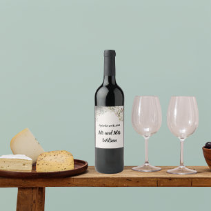 Etiqueta Para Botella De Vino Anillo de flores y ramas BOHO