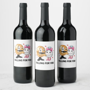 Etiqueta Para Botella De Vino Anillos de boda lindos Propuesta Cartoon