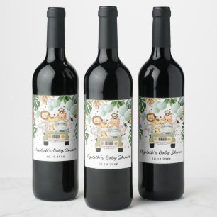 Etiqueta Para Botella De Vino Animales salvajes safari tropical favorecen a Baby