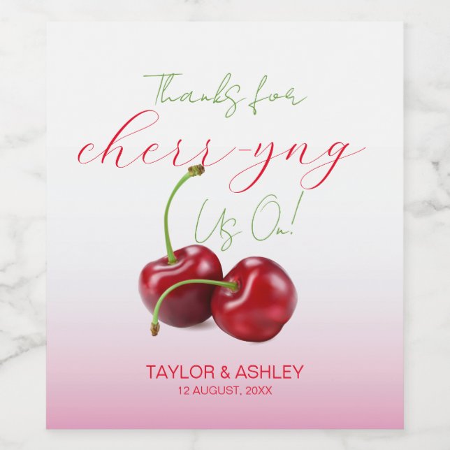 Etiqueta Para Botella De Vino Animándonos Con Fruta De Cerezo (Etiqueta única)