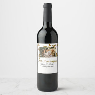 Etiqueta Para Botella De Vino Aniversario boda añada nombre año imagen estrellas