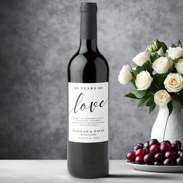 Etiqueta Para Botella De Vino Aniversario Boda moderno (Subido por el creador)