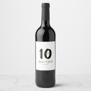 Etiqueta Para Botella De Vino aniversario de 10 años nombre fecha personalizado 
