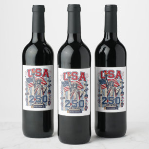 Etiqueta Para Botella De Vino Aniversario de 250 años de EE. UU. Libertad 4 de j