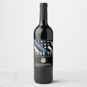 Etiqueta Para Botella De Vino Aniversario de la Jubilación de la Policía Bandera