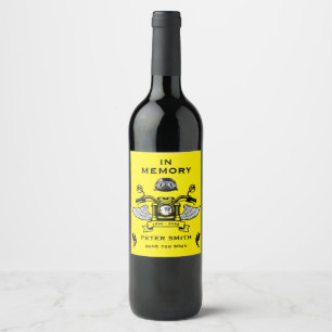 Etiqueta Para Botella De Vino Aniversario de la muerte del motociclista en memor